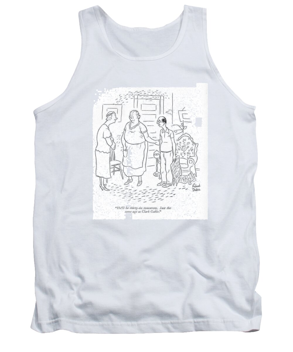 108654 Rde Richard Decker Tank Top featuring the drawing Just The Same Age As Clark Gable by Richard Decker