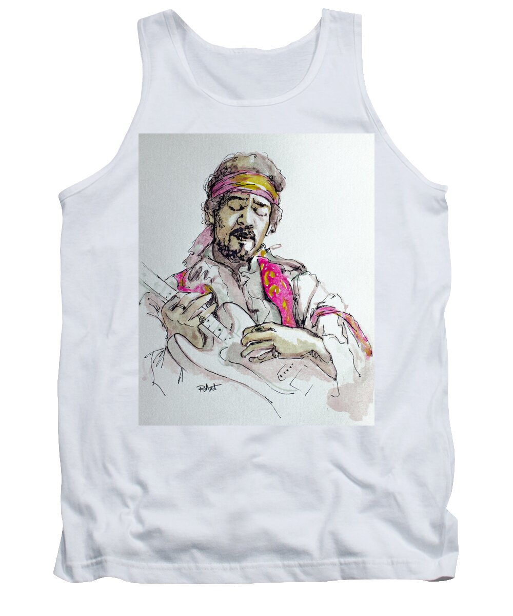 Jimi Hendrix Tank Top featuring the painting Hendrix by Laur Iduc