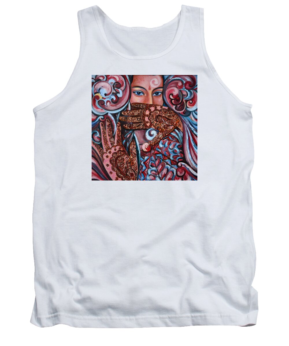 Hena Tank Top featuring the painting Henna by Harsh Malik