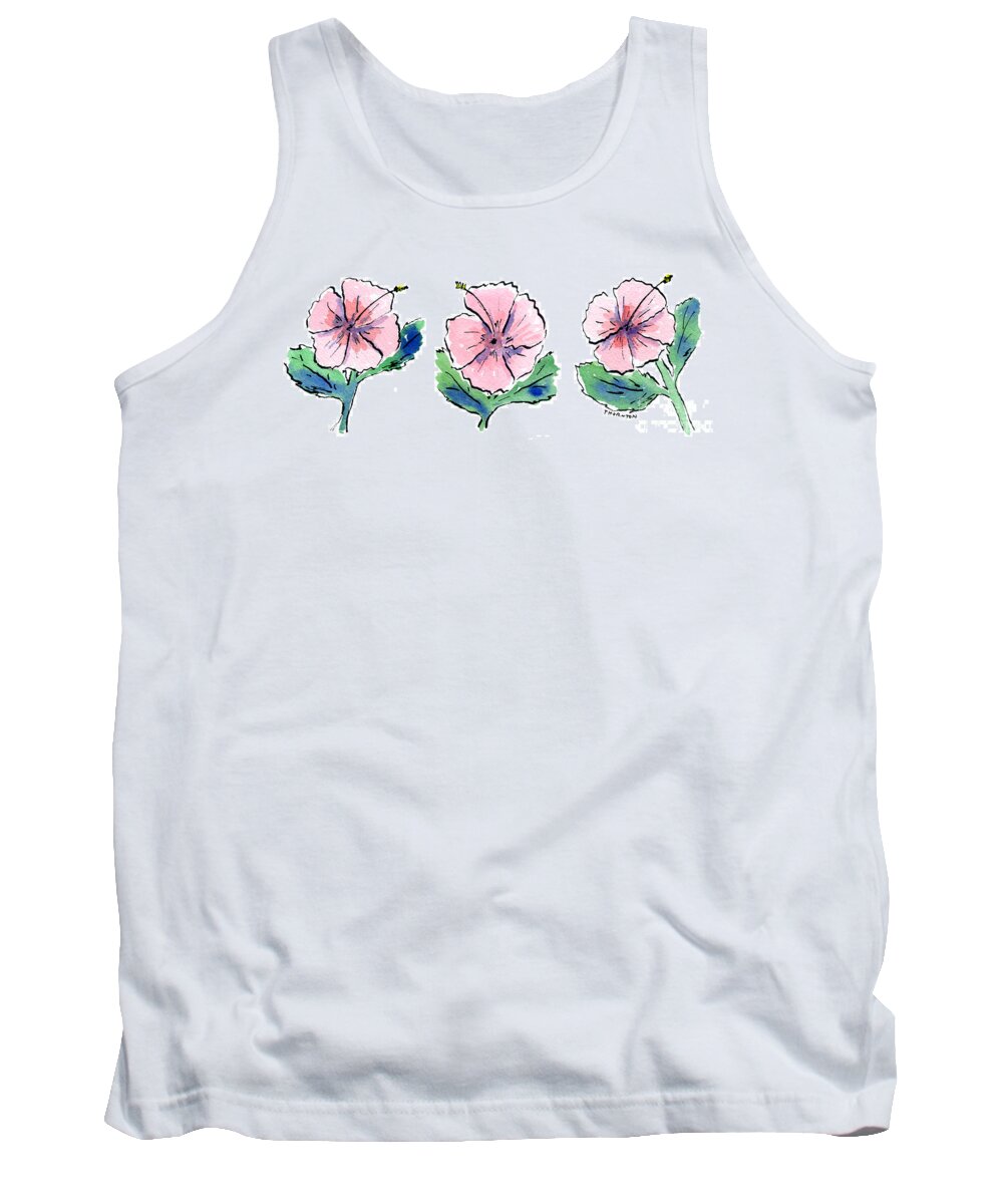 Hibiscus Tank Top featuring the painting Hibiscus Trio by Diane Thornton
