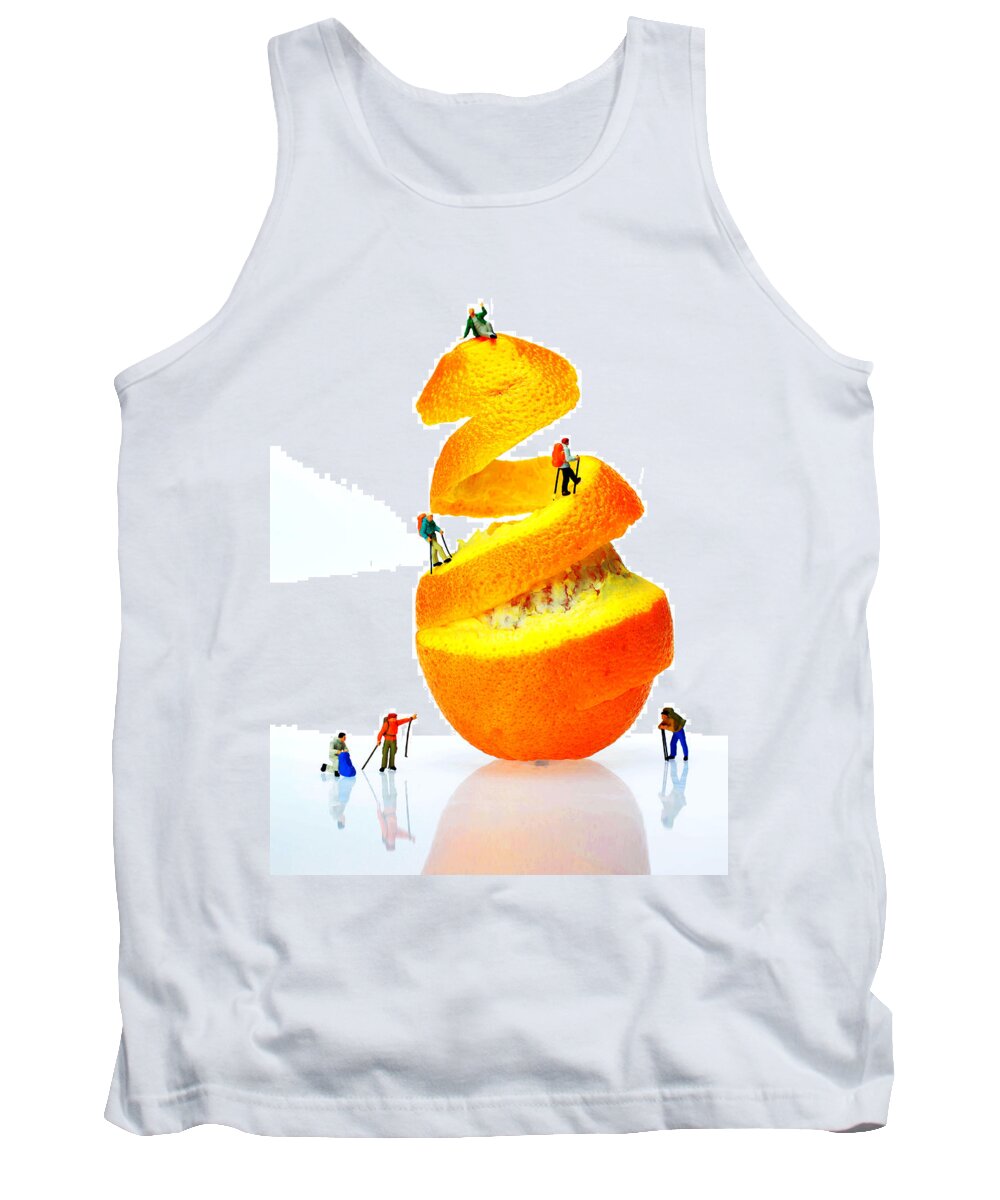 Hike Tank Top featuring the photograph Hikers climbing orange mountain by Paul Ge