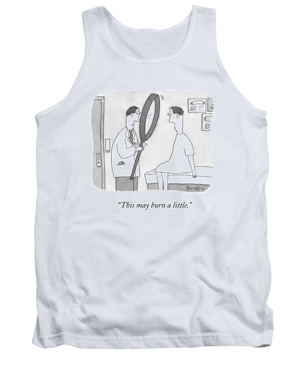 Doctor Tank Top featuring the drawing Holding A Gigantic Magnifying Glass by Peter C. Vey
