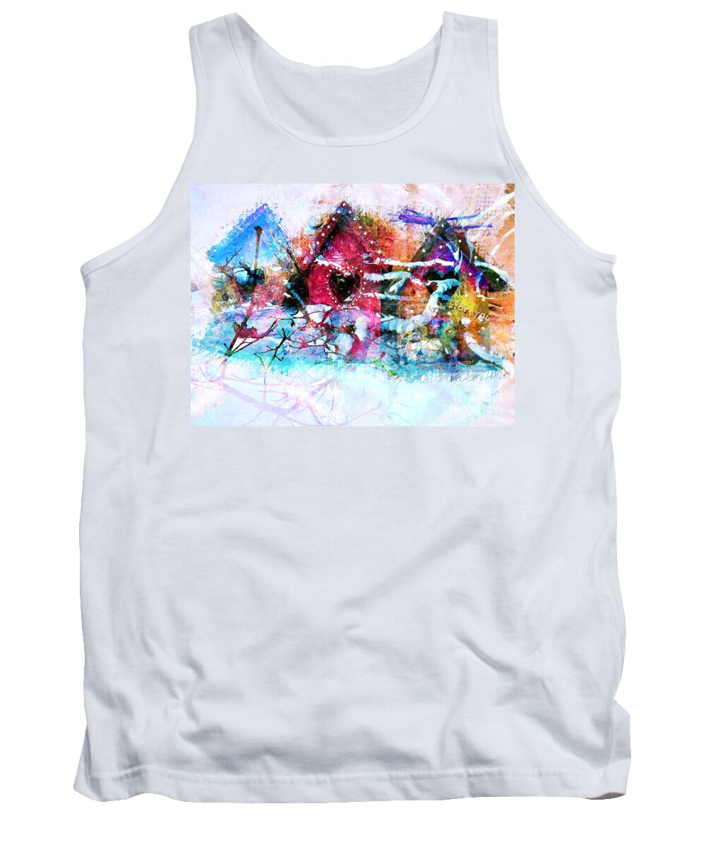 Birdhouses Tank Top featuring the photograph Home Through All Seasons by Claire Bull