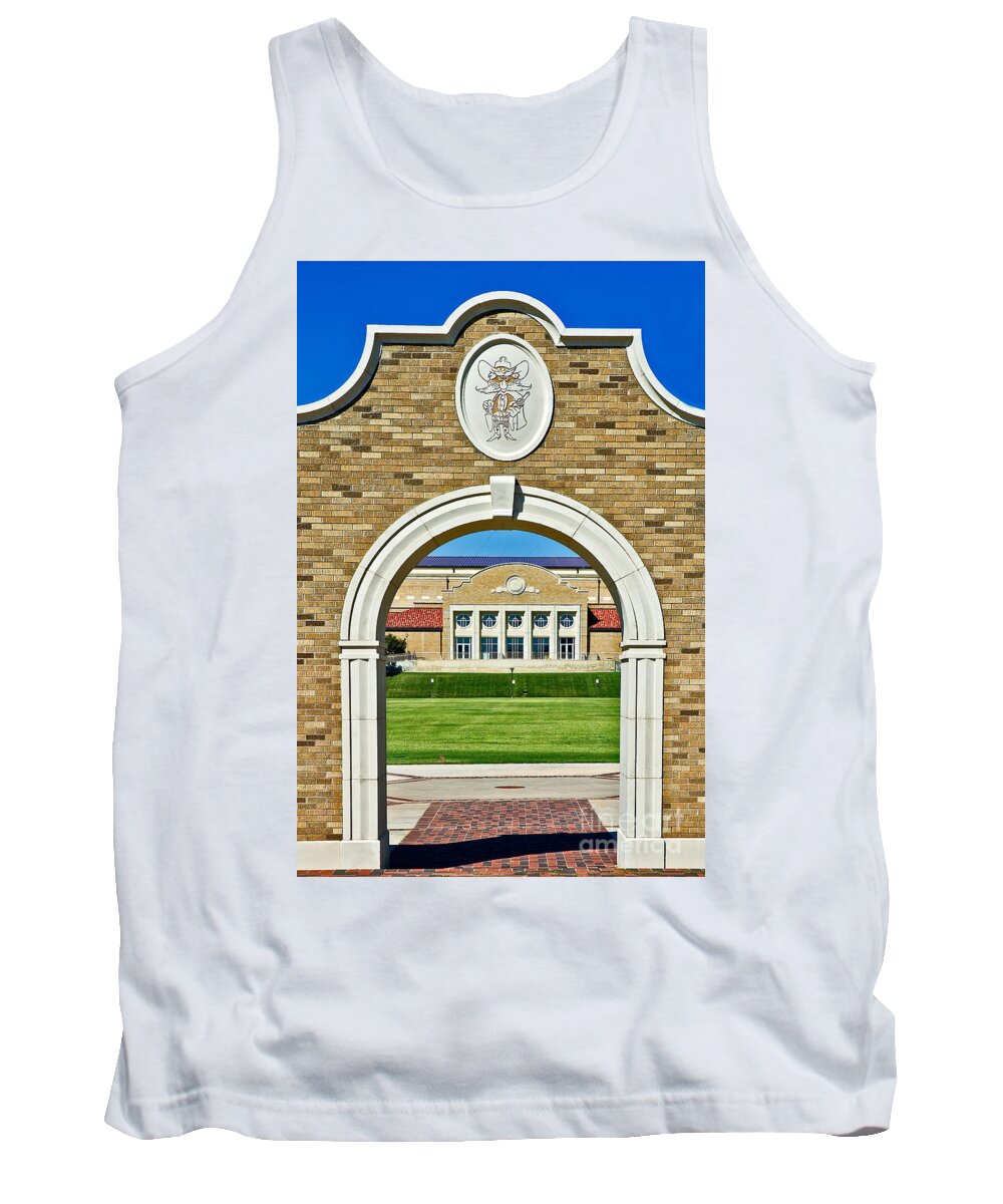 Homecoming Bonfire Arch Tank Top featuring the photograph Homecoming Bonfire Arch by Mae Wertz