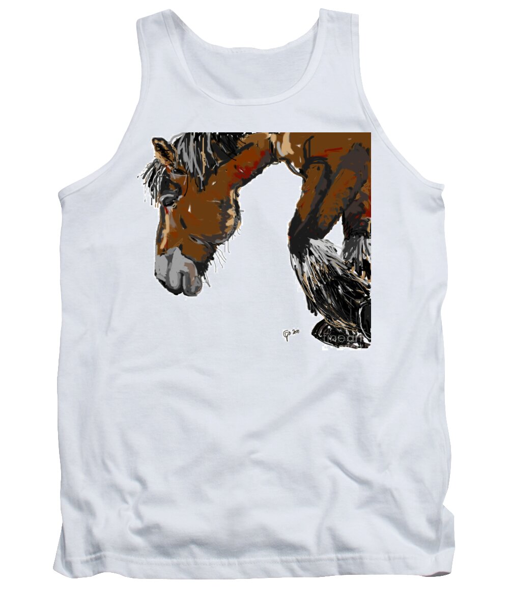 Big Horse Tank Top featuring the painting horse - Guus by Go Van Kampen