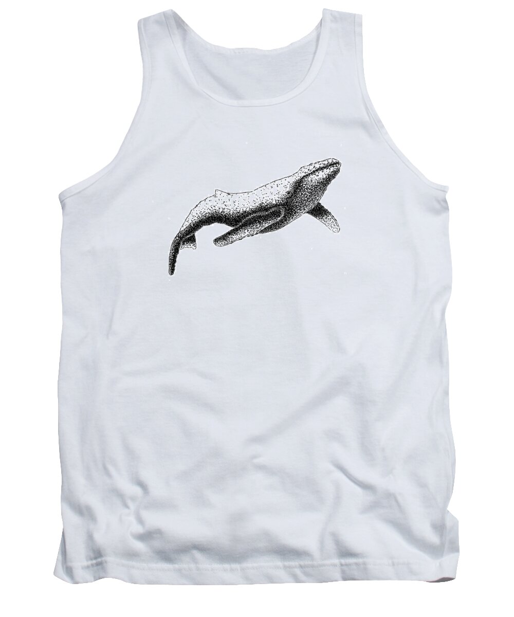 Whale Tank Top featuring the drawing Humpback Whale - Black and White by Michael Vigliotti