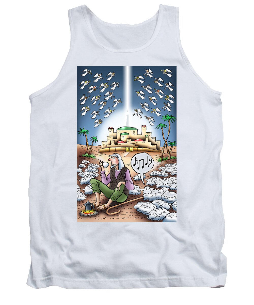 Christmas Tank Top featuring the digital art I Keep Hearing Music by Mark Armstrong