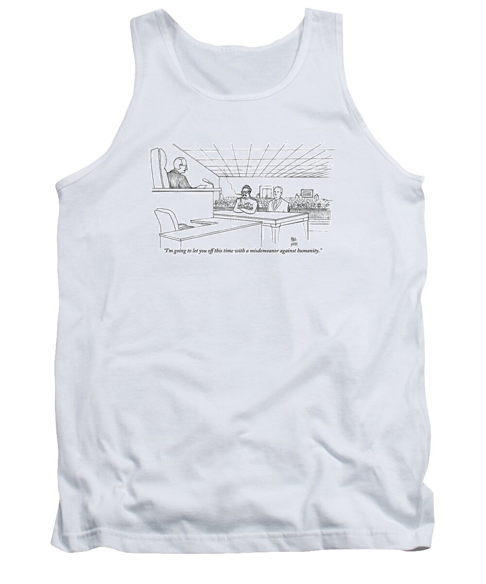 Trial Tank Top featuring the drawing In A Courtroom by Paul Noth