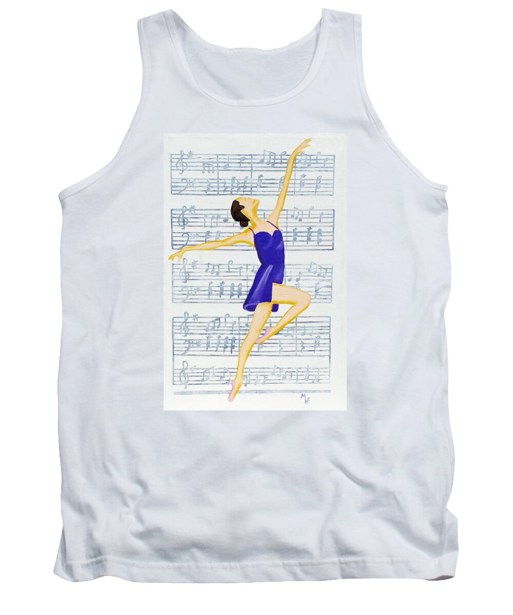 Music Tank Top featuring the painting In Sync With The Music by Margaret Harmon