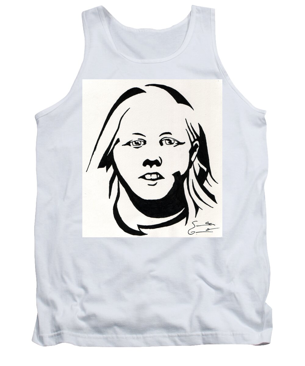 Grafitti Tank Top featuring the drawing Ink Portrait by Samantha Geernaert