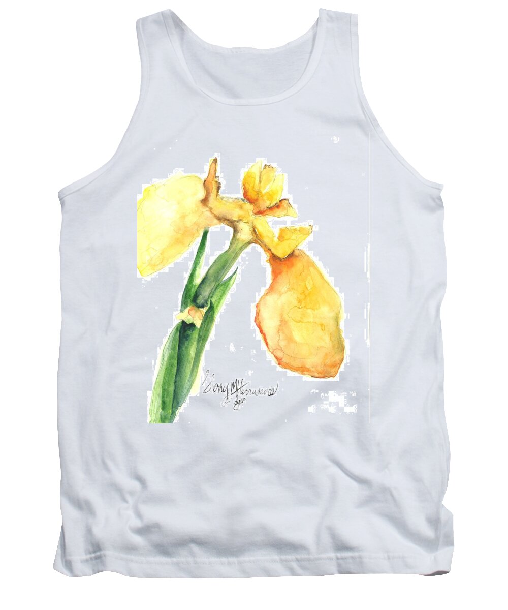 Owl Tank Top featuring the painting Iris Blooms by Sherry Harradence