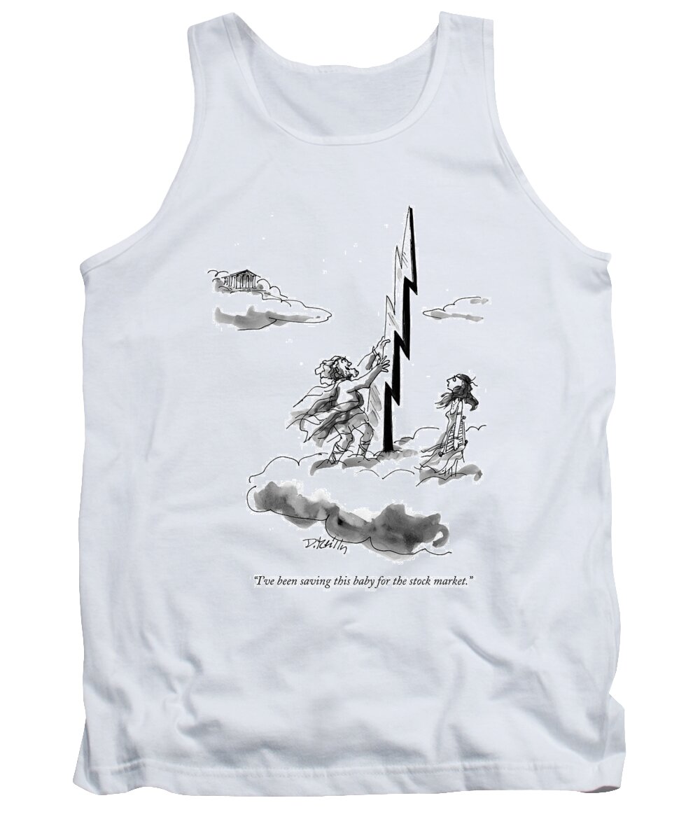 Religion Tank Top featuring the drawing I've Been Saving This Baby For The Stock Market by Donald Reilly