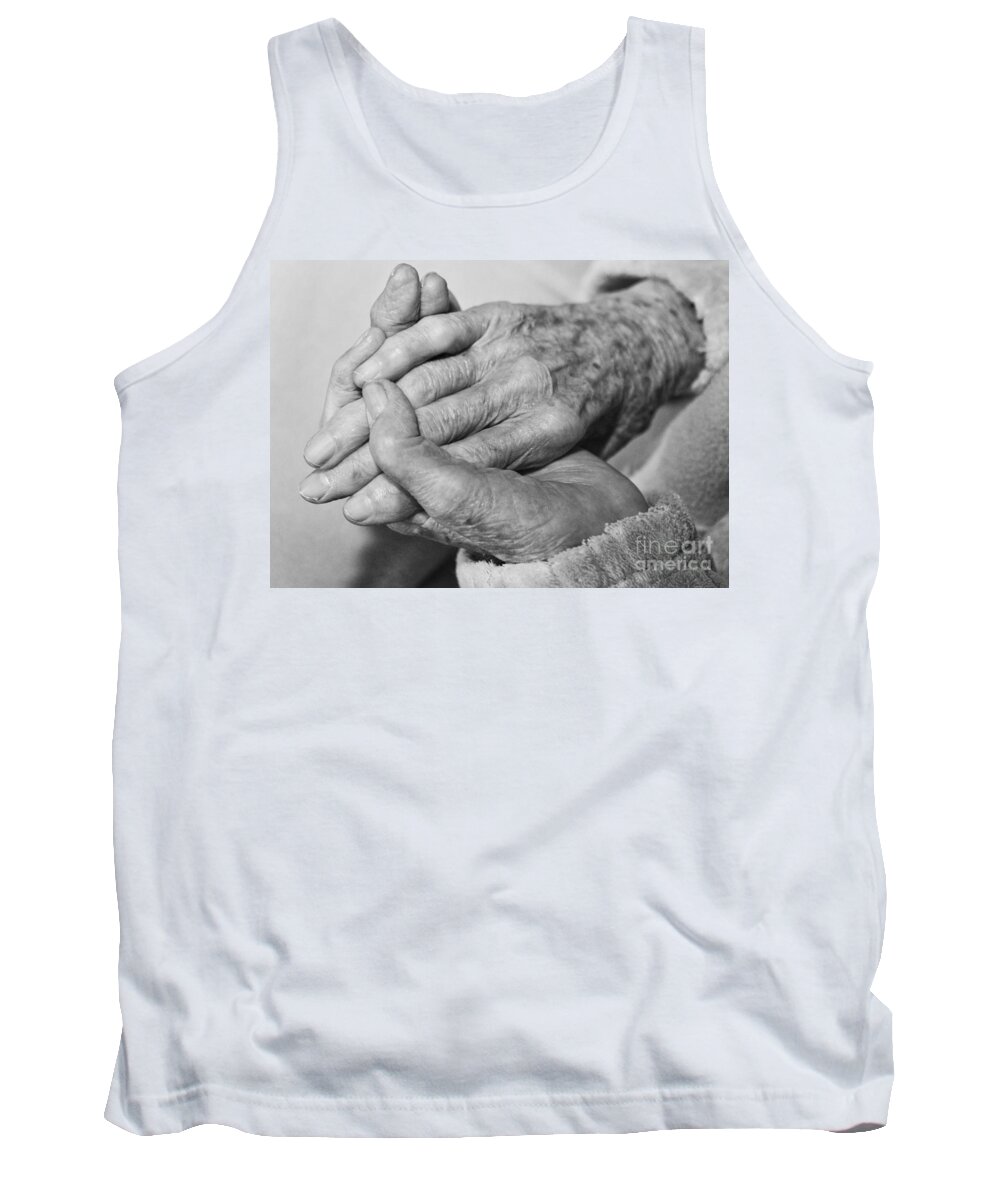 Black And White Tank Top featuring the photograph Jan's Hands by Roselynne Broussard