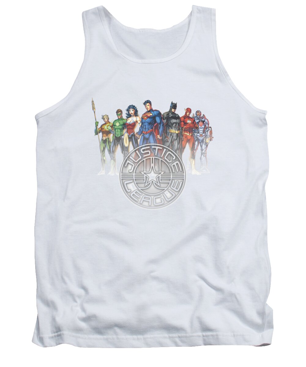 Justice League Of America Tank Top featuring the digital art Jla - Circle Crest by Brand A