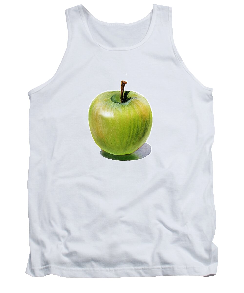 Apple Tank Top featuring the painting Juicy Green Apple by Irina Sztukowski