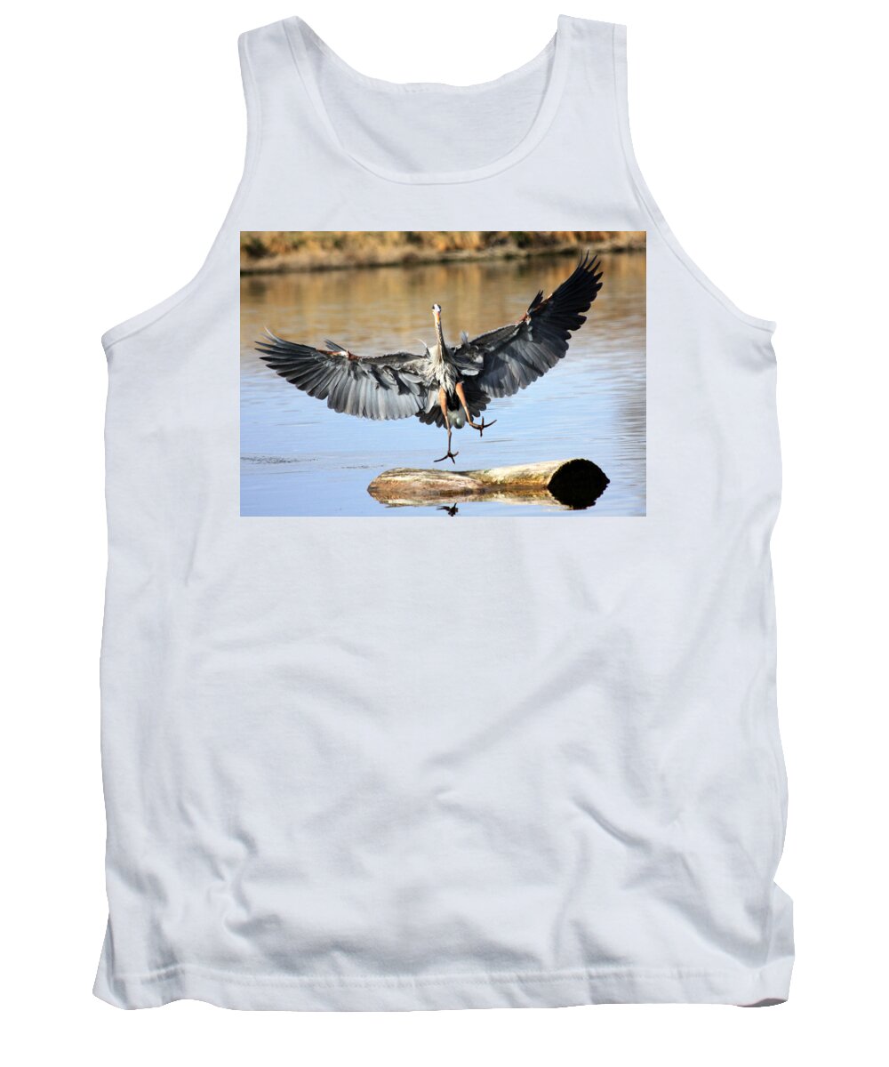 Great Blue Heron Tank Top featuring the photograph Jumping For Joy by Shane Bechler