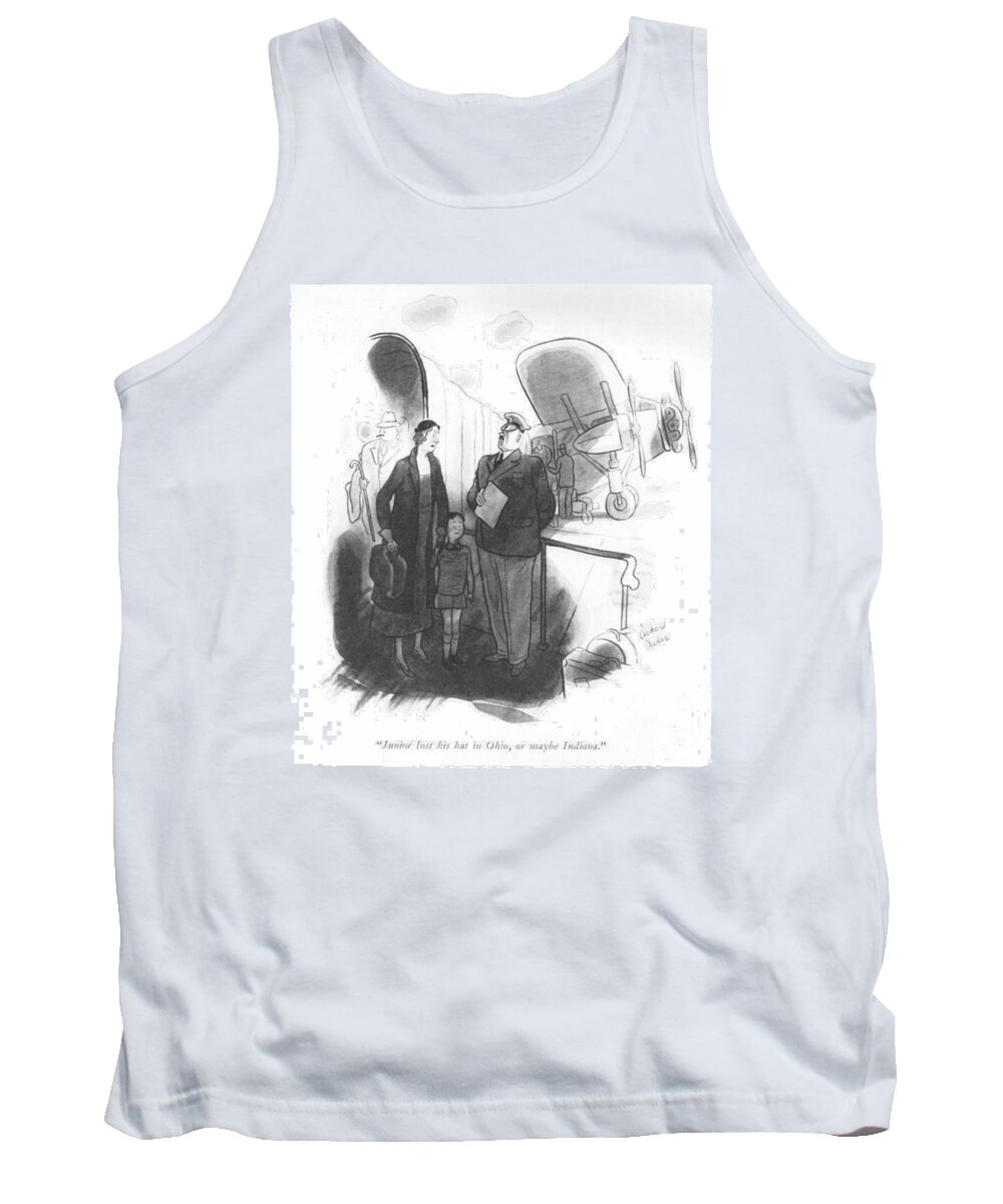 105651 Rde Richard Decker Tank Top featuring the drawing Junior Lost His Hat In Ohio by Richard Decker