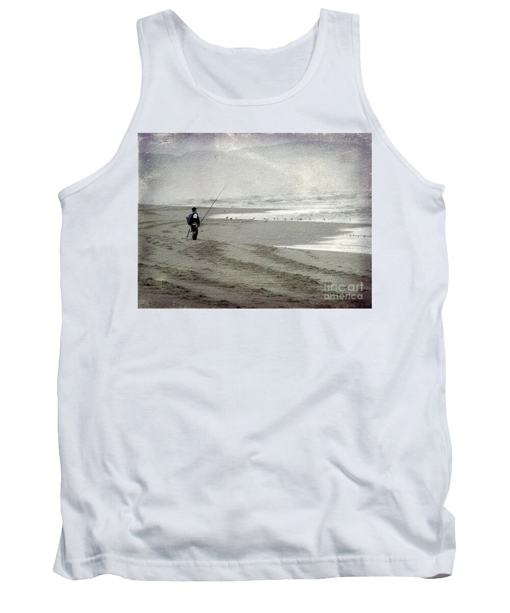 Textured Landscape Tank Top featuring the photograph Just me and the Sea by Ellen Cotton