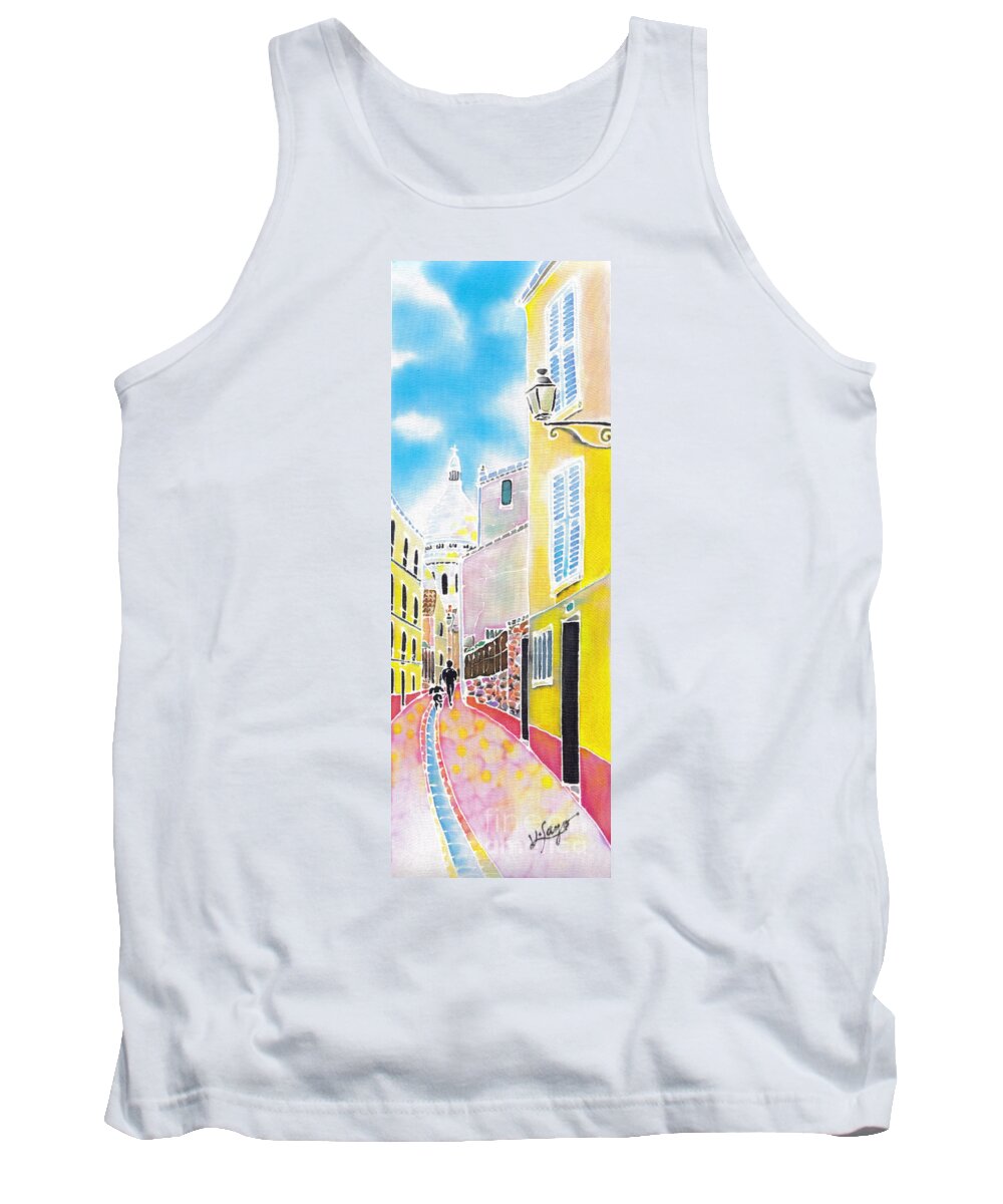 France Tank Top featuring the painting La butte Montmartre by Hisayo OHTA