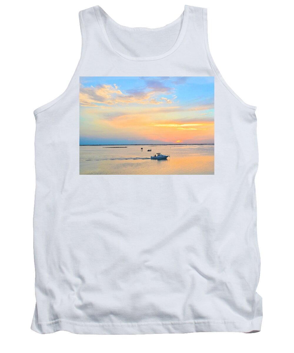 Corpus Christi Tank Top featuring the photograph Laguna Madre Fishing at Sunset by Kristina Deane