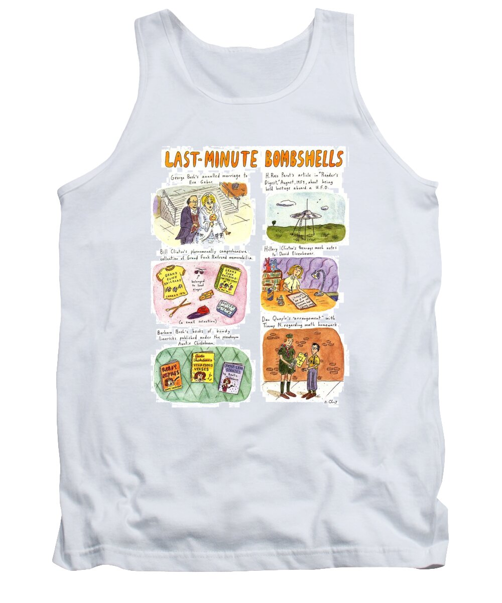 Media Tank Top featuring the drawing Last-minute Bombshells by Roz Chast