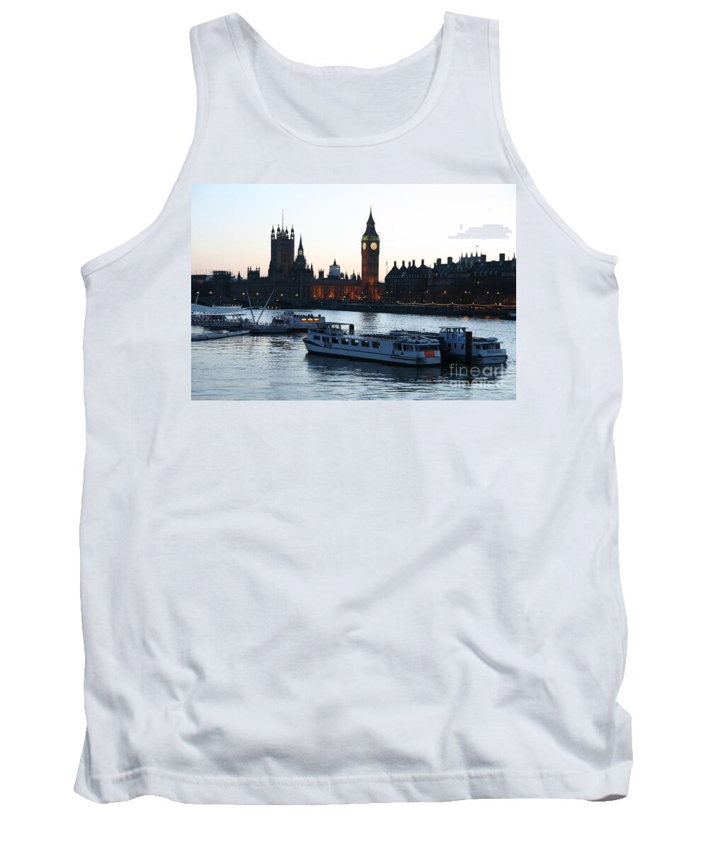 London Tank Top featuring the photograph Lighting Up Time on the Thames by Jeremy Hayden