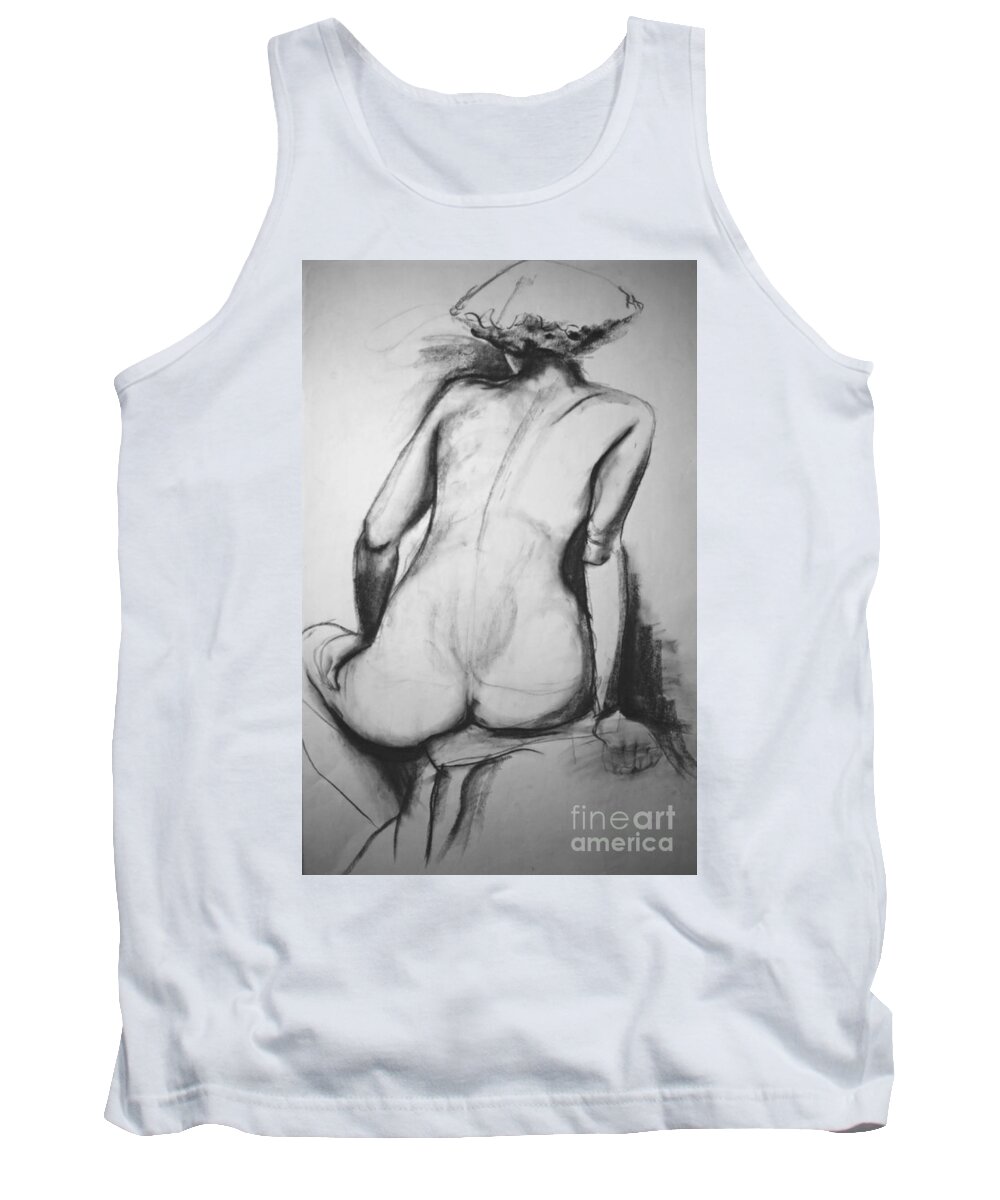 Woman Tank Top featuring the drawing Lost In Thought by Rory Siegel