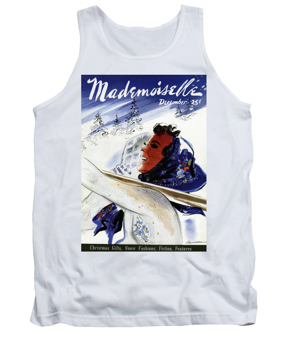 Illustration Tank Top featuring the photograph Mademoiselle Cover Featuring An Illustration by Jean Coquillot