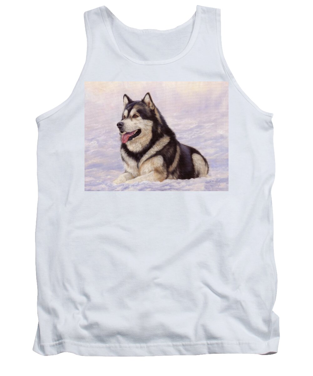 Malamute Tank Top featuring the painting Malamute by David Stribbling