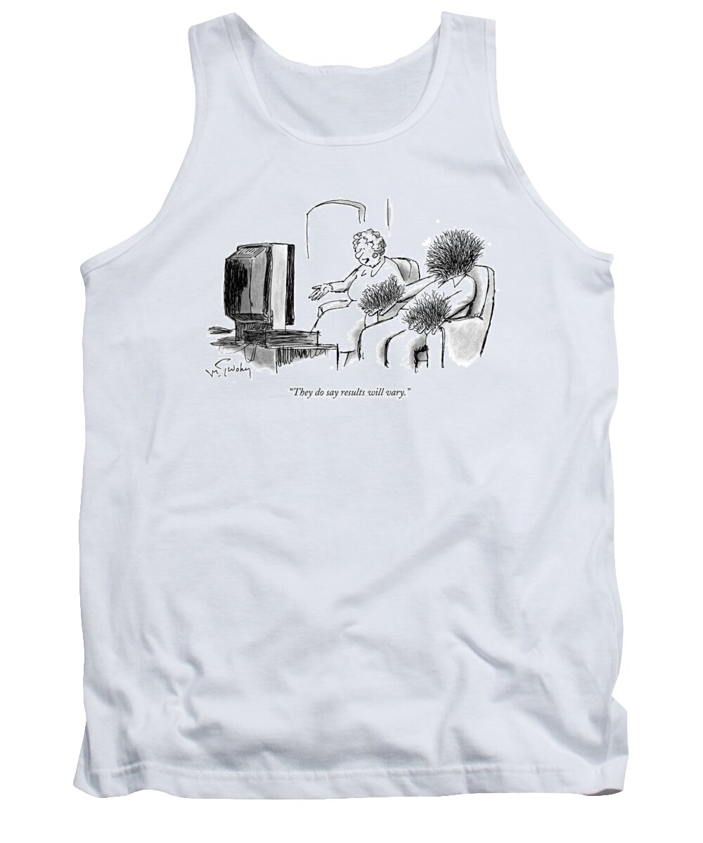 Hair Tank Top featuring the drawing Man Has Hair-like Substance Growing by Mike Twohy