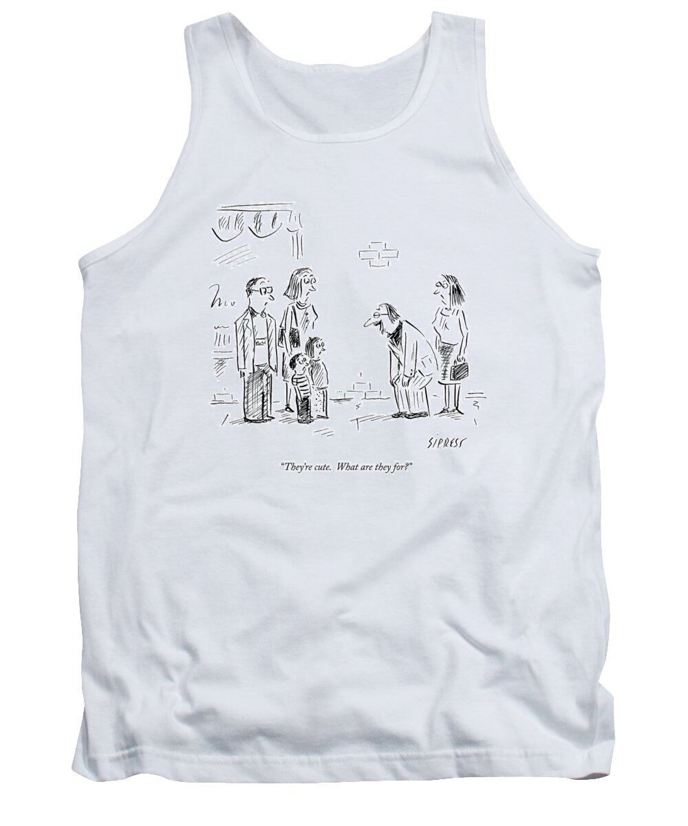 Parenting Tank Top featuring the drawing Man Referring To Children by David Sipress