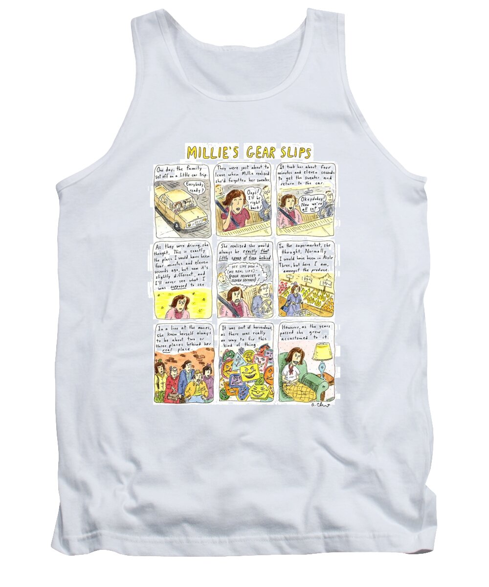 Auto Tank Top featuring the drawing Millie's Gear Slips by Roz Chast