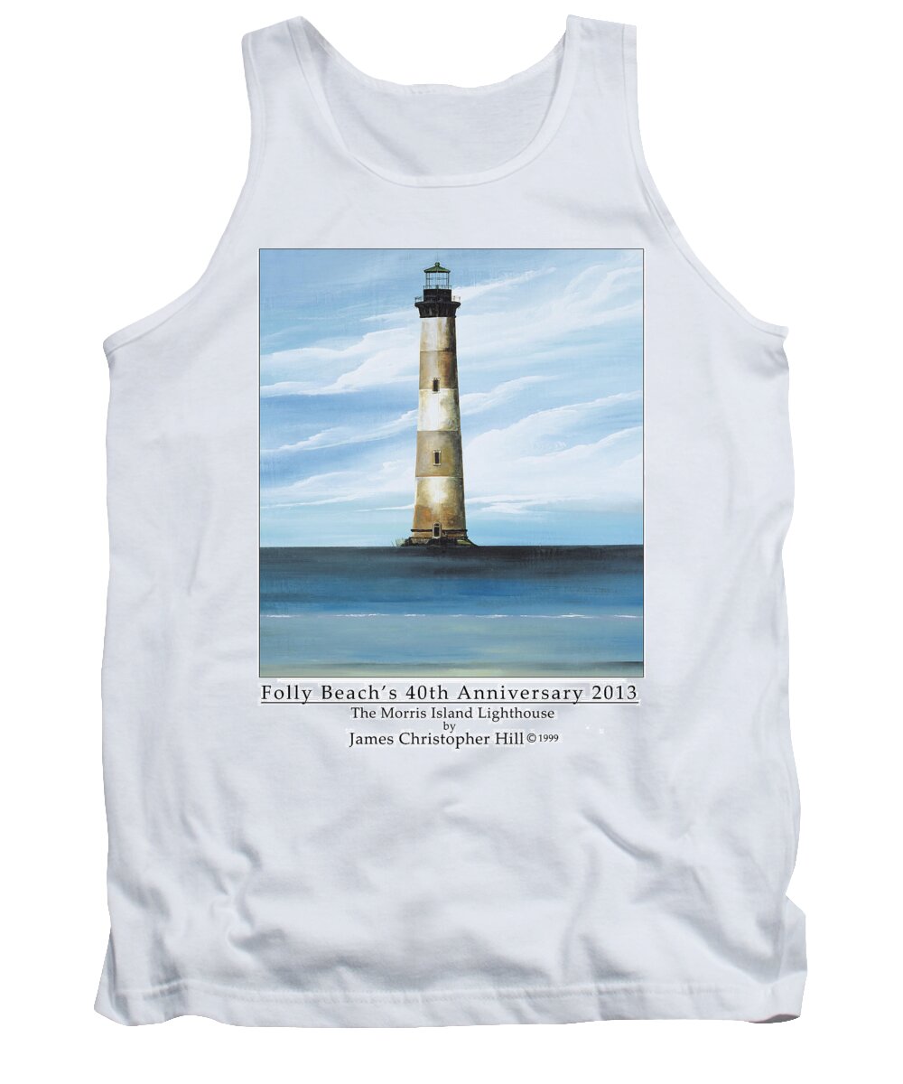 Sunrise Tank Top featuring the painting Morris Island Lighthouse by James Hill