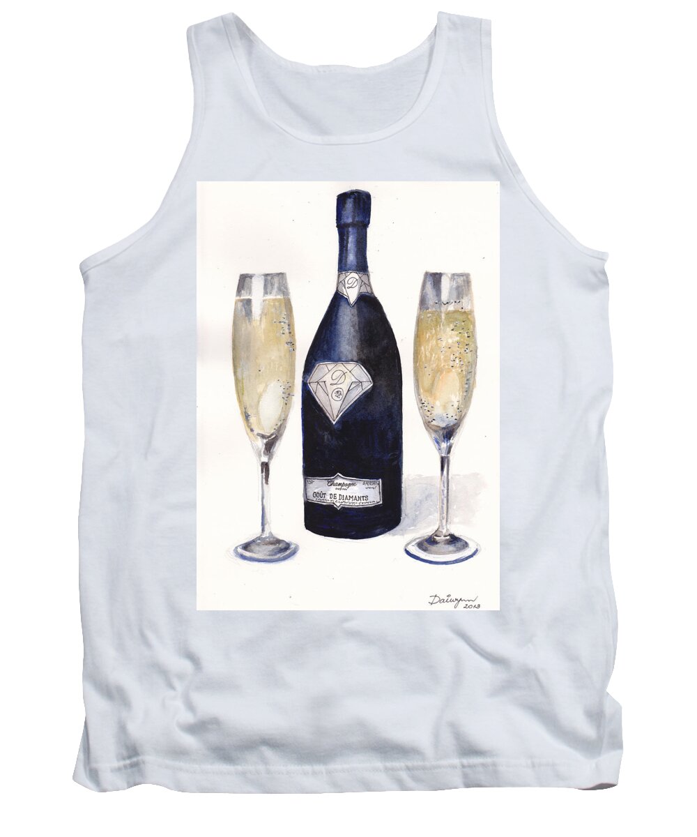 Champagne Tank Top featuring the painting Most expensive champagne in the world by Dai Wynn
