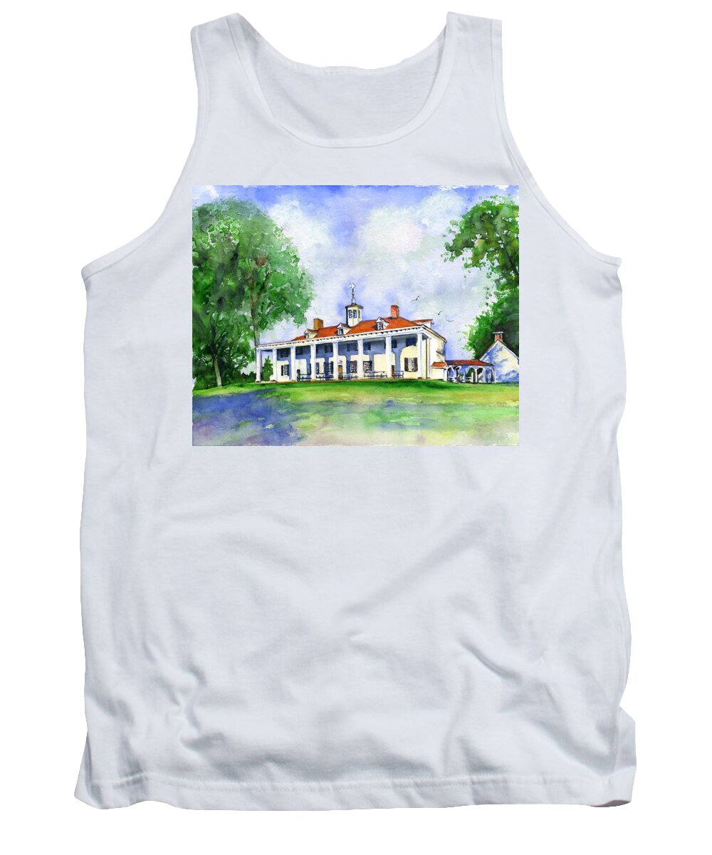 Mount Vernon Tank Top featuring the painting Mount Vernon Front by John D Benson