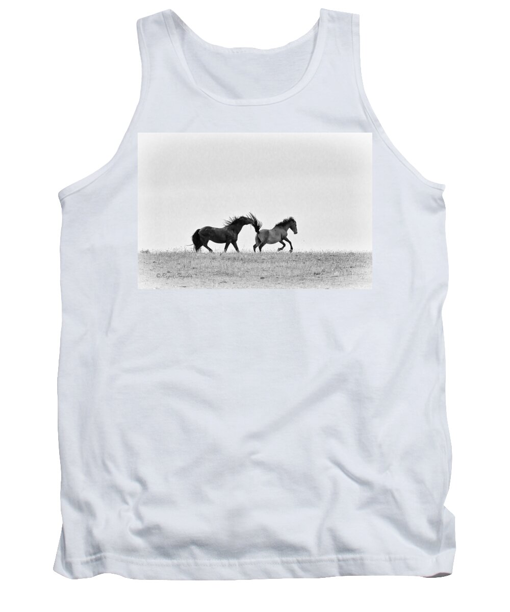 Beautiful Tank Top featuring the photograph Mustangs Sparring 2 by Roger Snyder