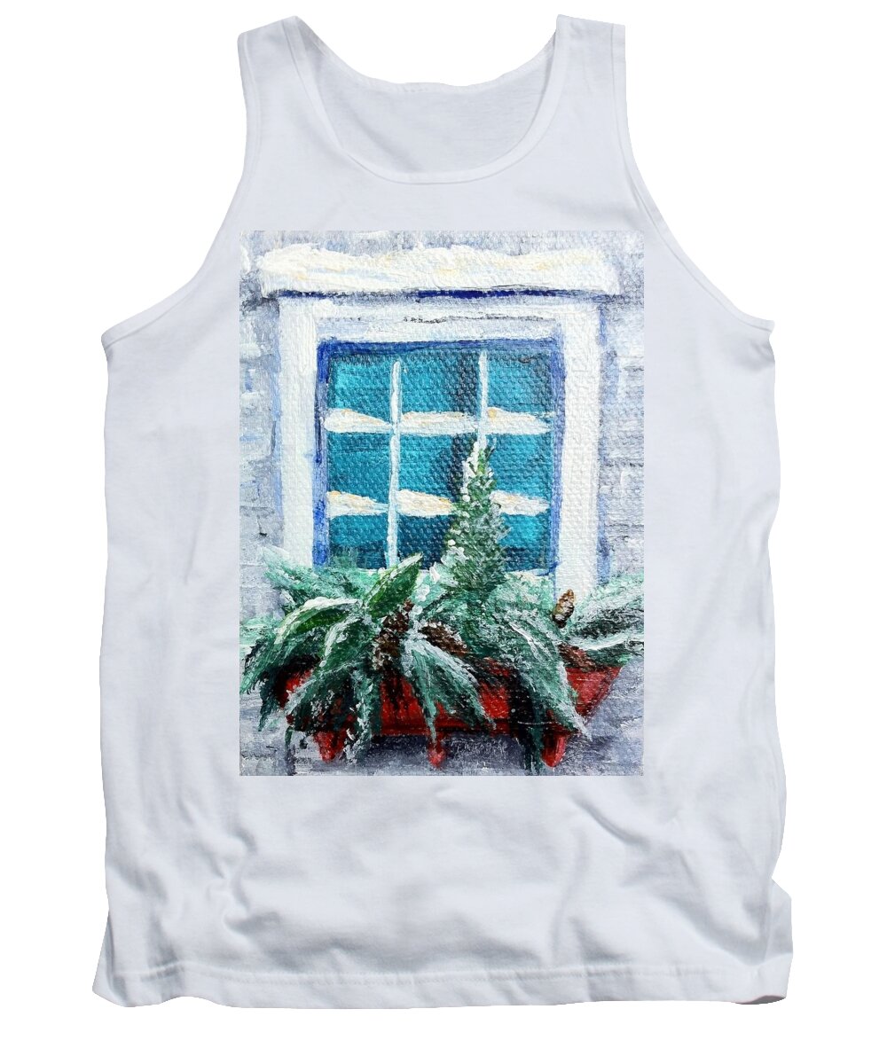 Christmas Window Tank Top featuring the painting My Christmas Window by Deborah Naves