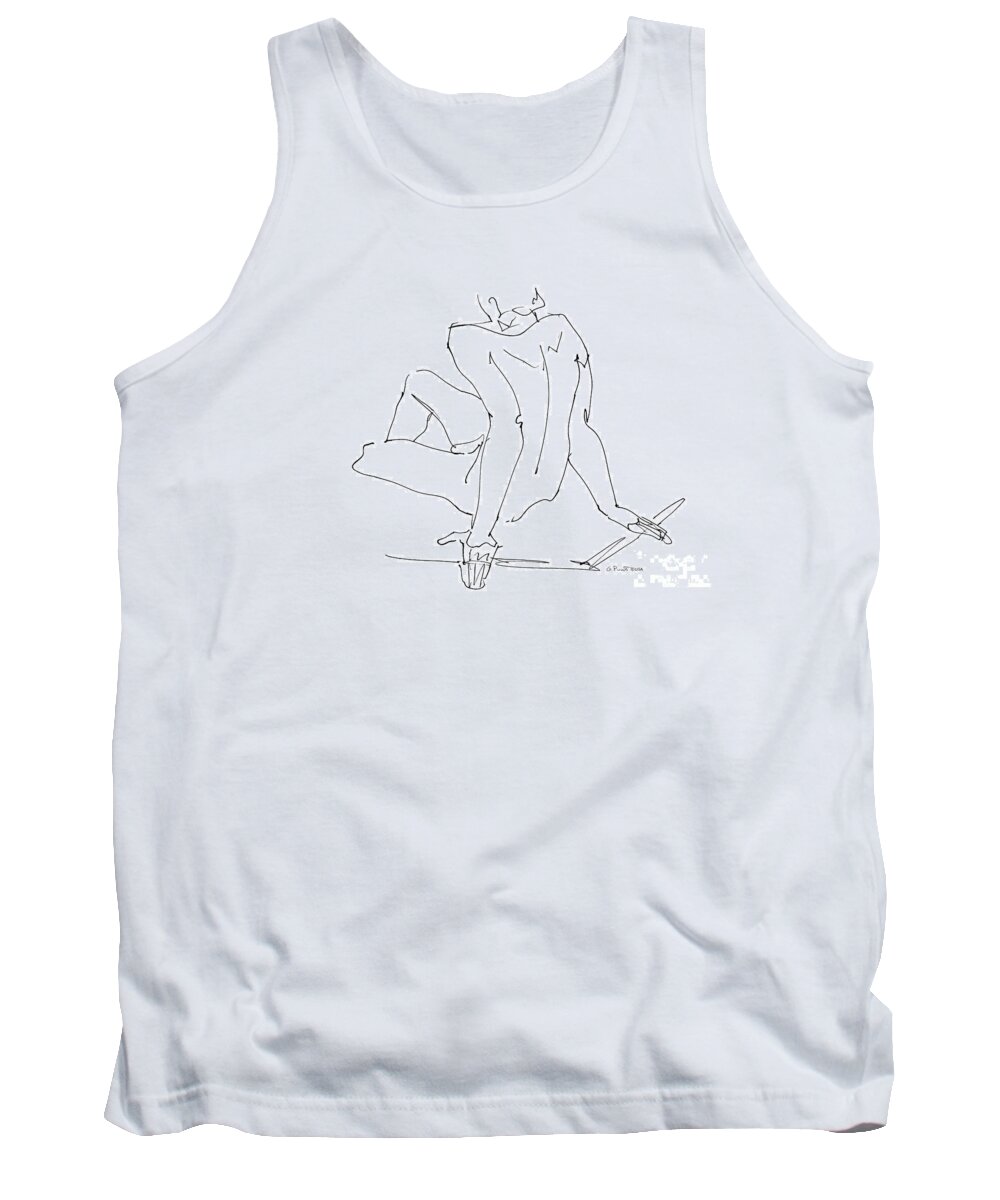 Male Tank Top featuring the drawing Naked-Men-Art-15 by Gordon Punt