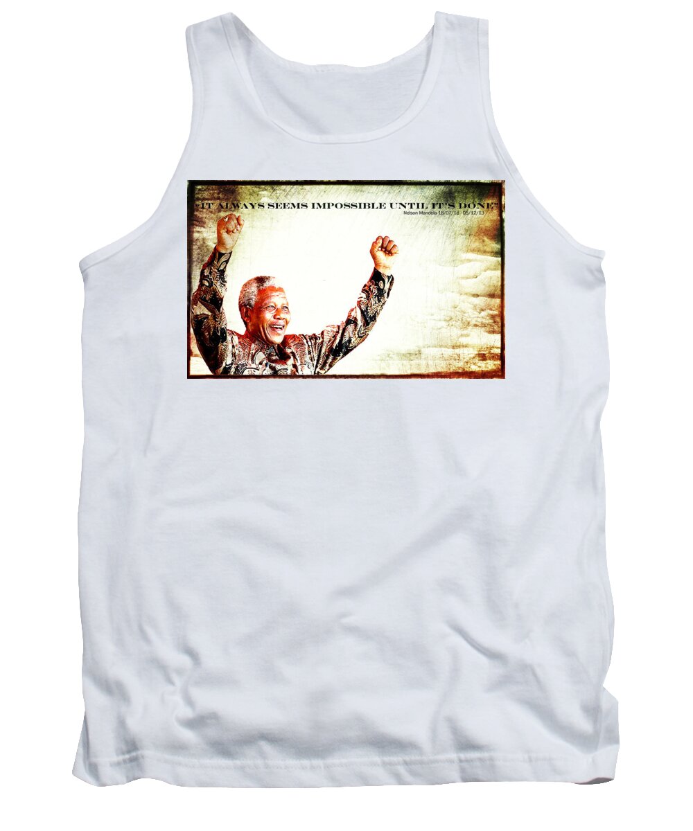 Nelson Mandela Tank Top featuring the photograph Nelson Mandela by Spikey Mouse Photography