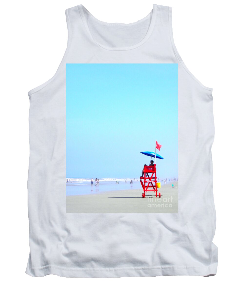 Beach Tank Top featuring the digital art New Smyrna Lifeguard by Valerie Reeves