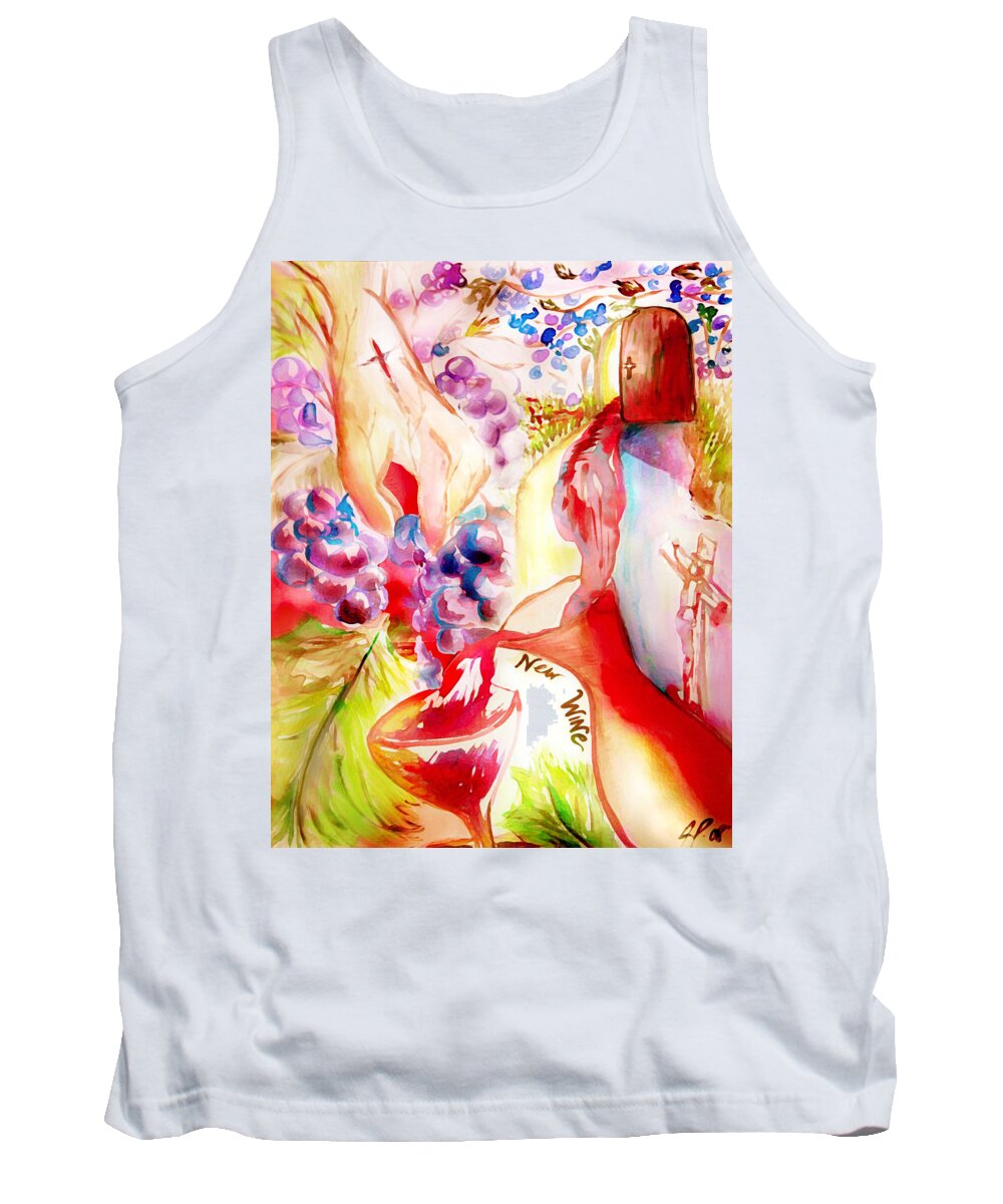 New Wine Tank Top featuring the painting New Wine by Jennifer Page