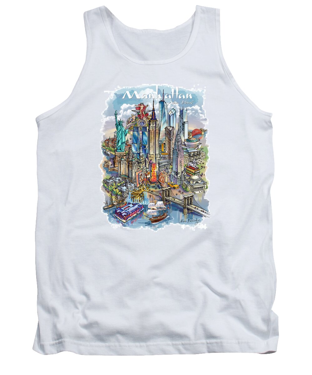 New York City Tank Top featuring the painting New York Theme 1 by Maria Rabinky