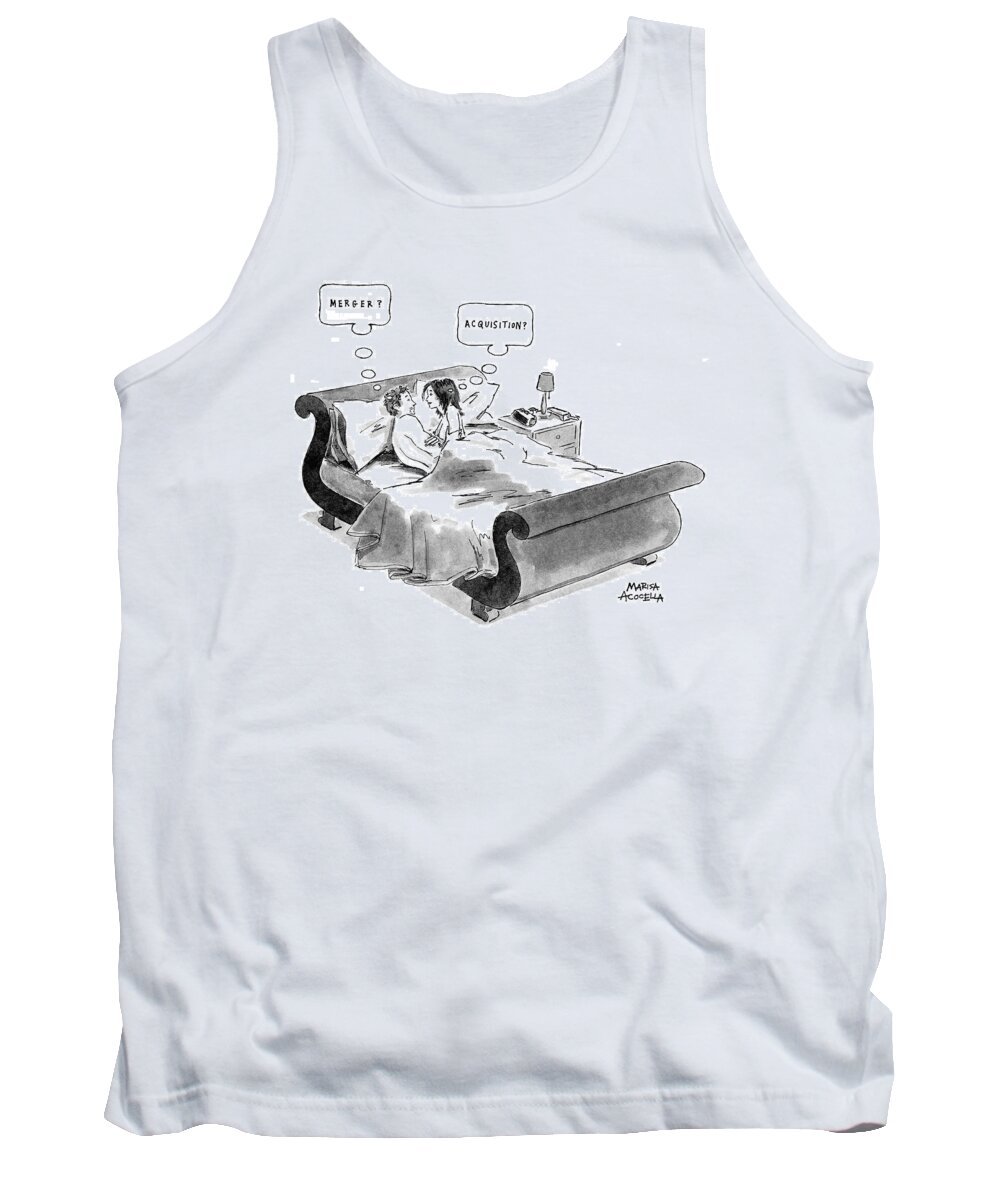 Merger Tank Top featuring the drawing New Yorker April 26th, 1999 by Marisa Acocella Marchetto