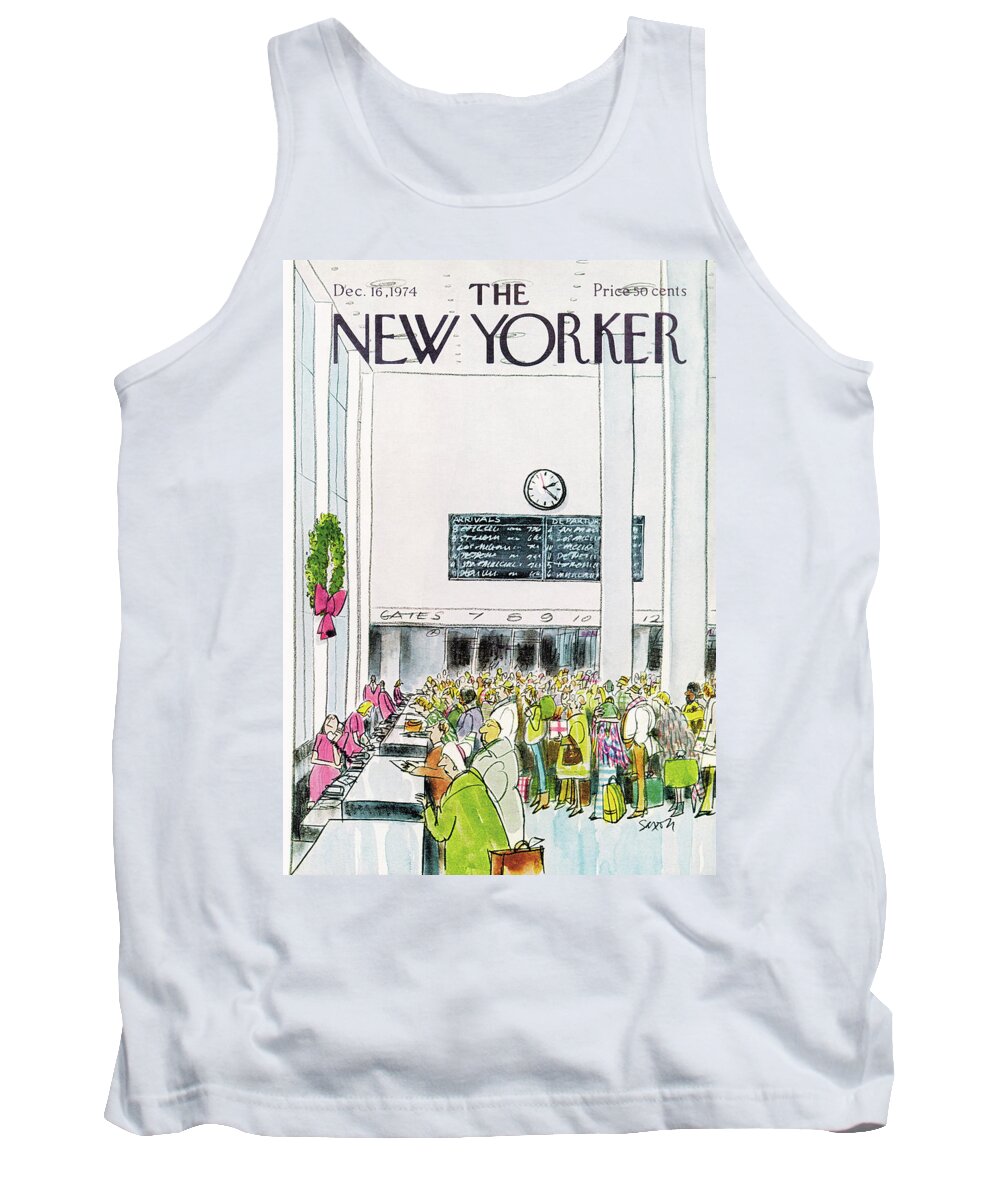 Holiday Tank Top featuring the painting New Yorker December 16th, 1974 by Charles Saxon