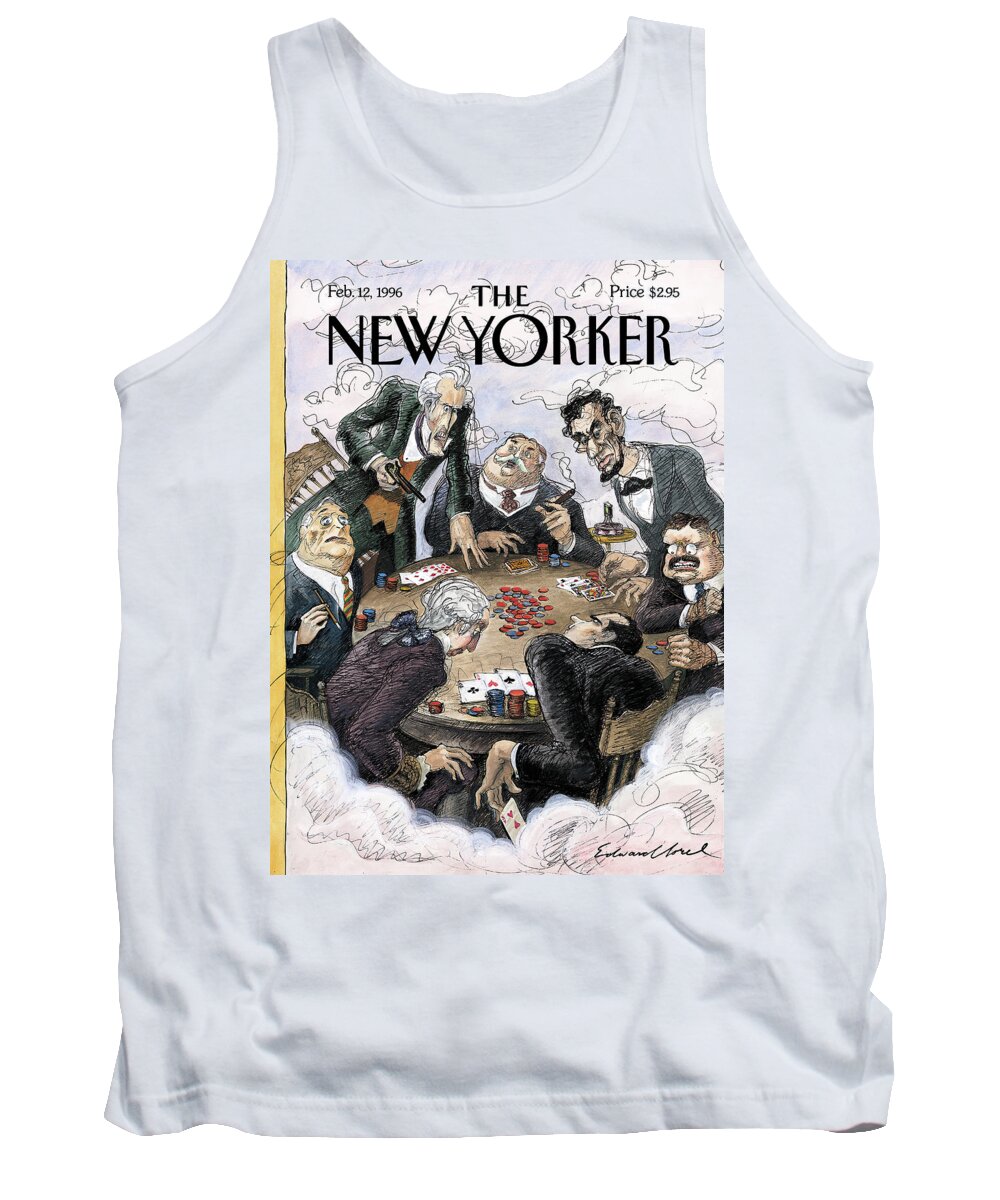 Presidential Privilege Artkey 50844 Eso Edward Sorel Tank Top featuring the painting New Yorker February 12th, 1996 by Edward Sorel