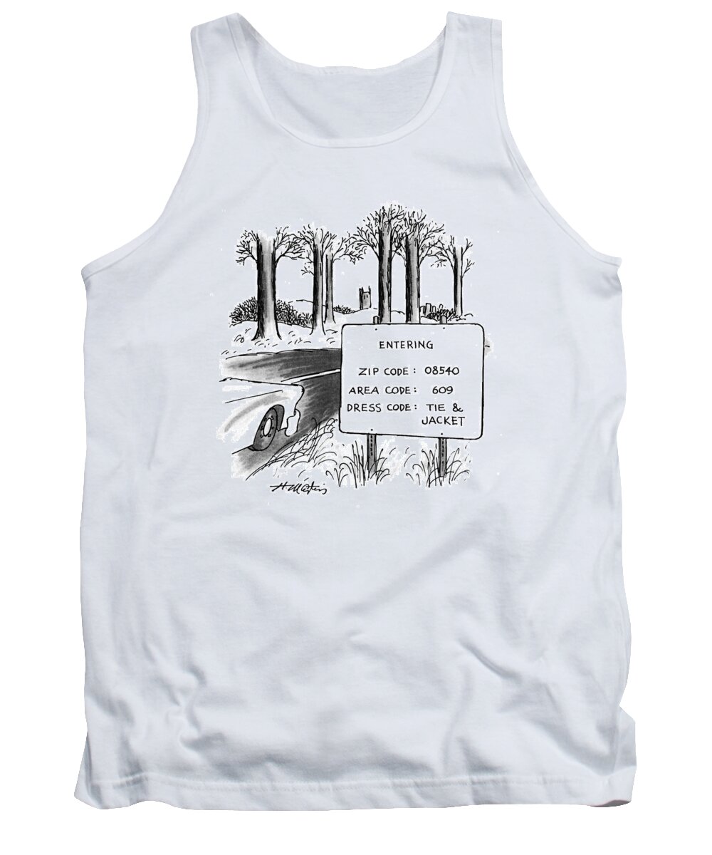 (sign By The Side Of The Road That Reads Tank Top featuring the drawing New Yorker February 1st, 1993 by Henry Martin