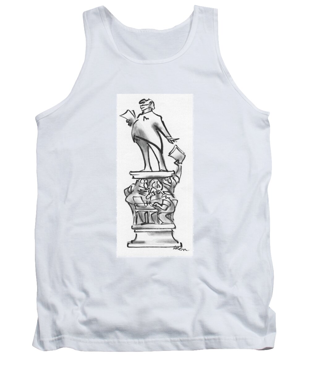77312 Llo Lee Lorenz (statue Of Politician Giving Speech Tank Top featuring the drawing New Yorker July 19th, 1976 by Lee Lorenz