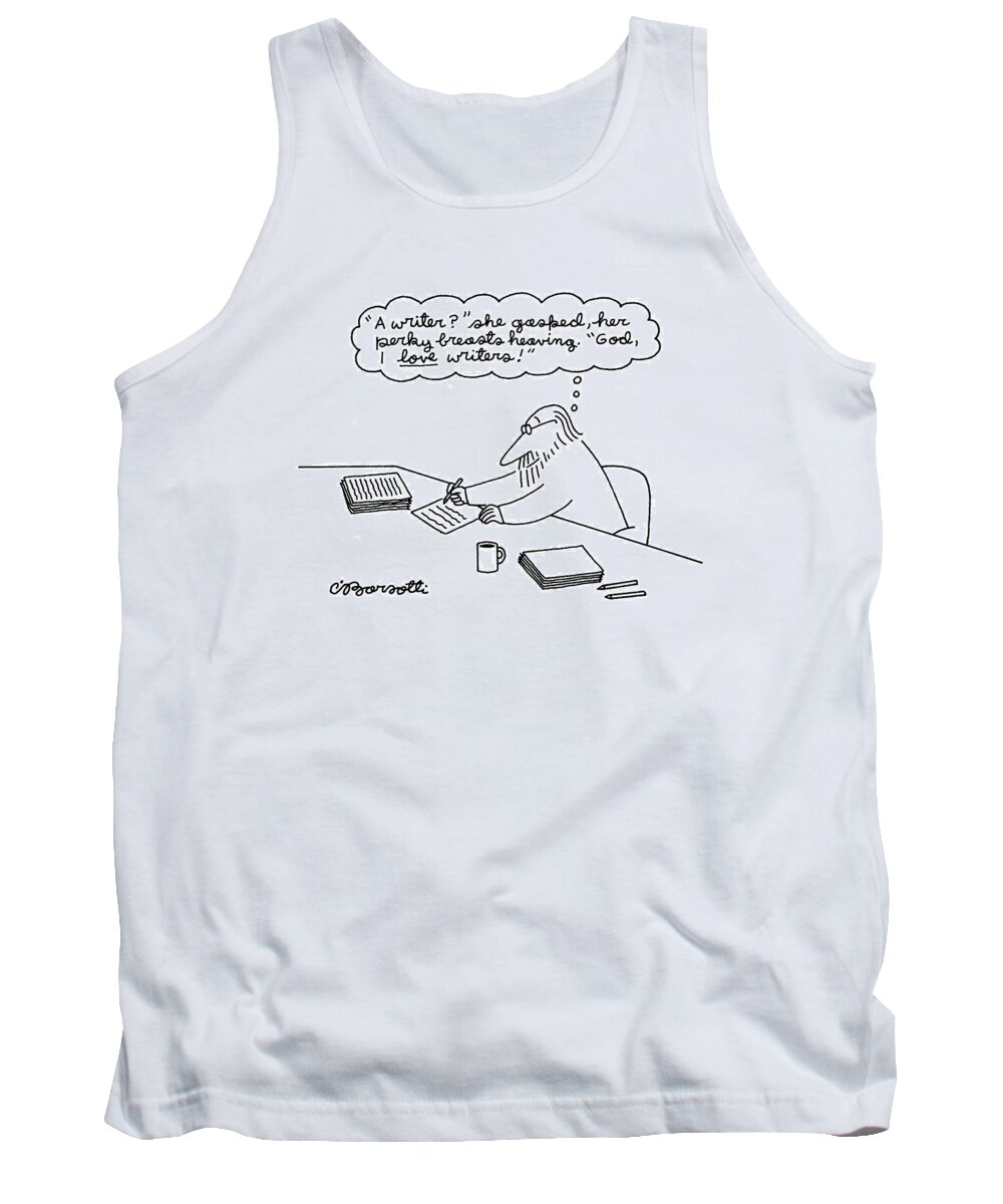 (a Man Thinking Tank Top featuring the drawing New Yorker June 27th, 1994 by Charles Barsotti