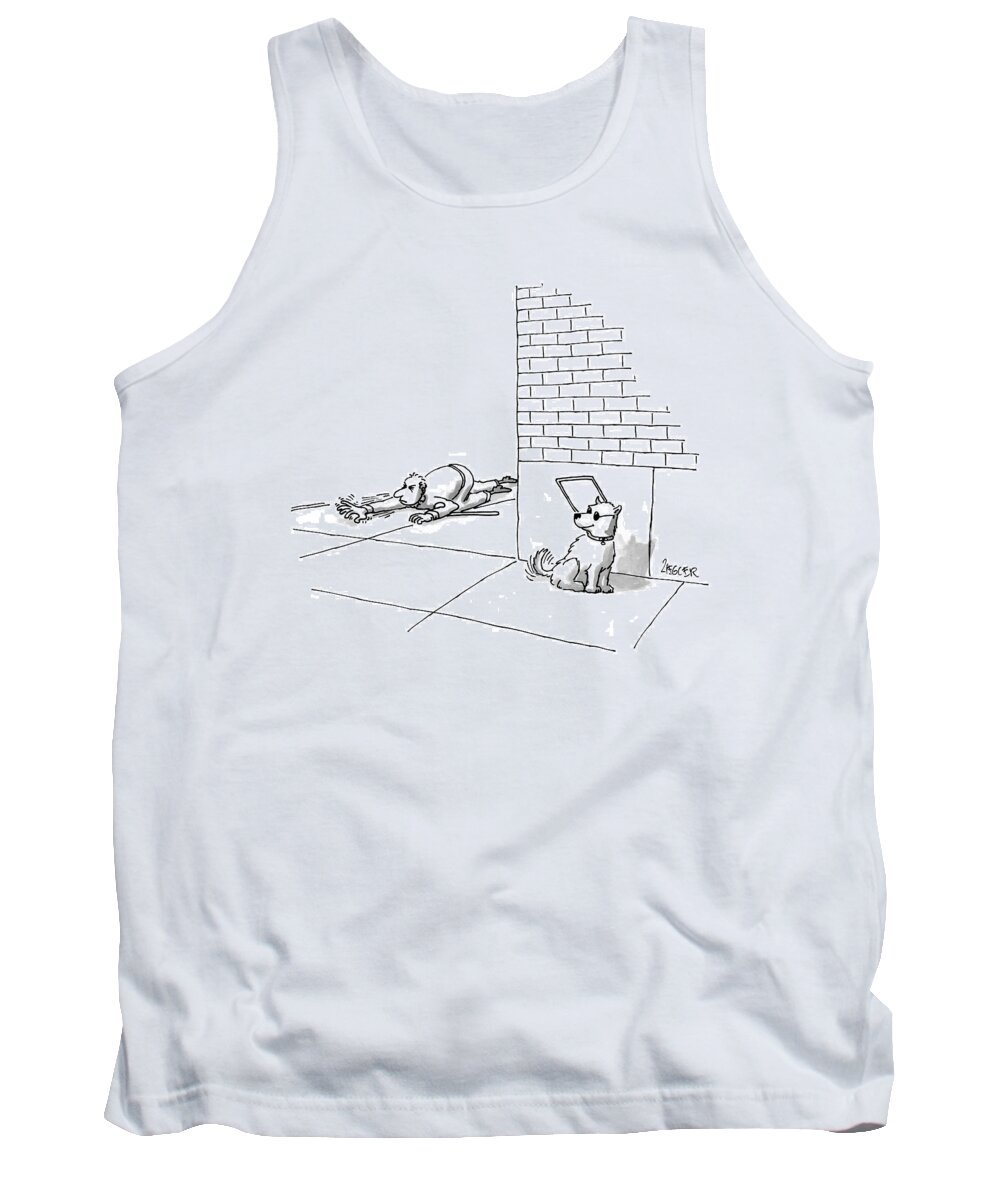 Dogs-seeing Eye Tank Top featuring the drawing New Yorker May 19th, 1997 by Jack Ziegler