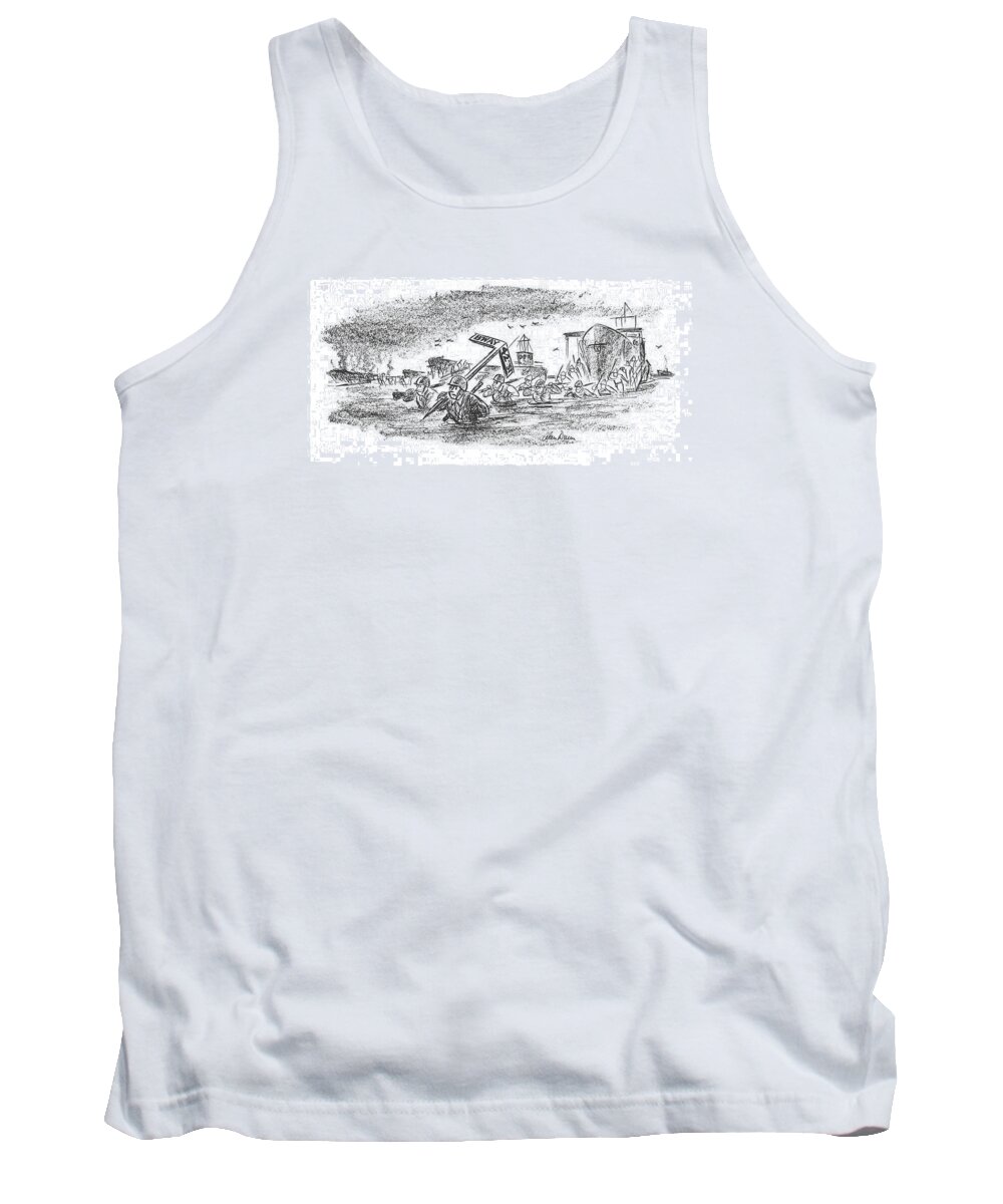 113355 Adu Alan Dunn Naval Landing Force Tank Top featuring the drawing New Yorker May 20th, 1944 by Alan Dunn